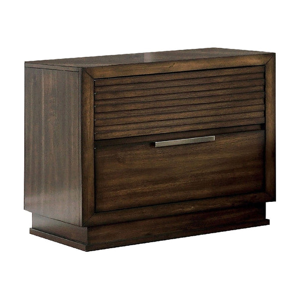 2 Drawer Rustic Style Wooden Nightstand with Finger Pull Handle, Brown - BM203203