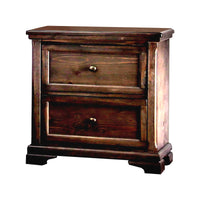2 Drawer Transitional Wooden Nightstand with Molded Trim , Brown - BM203210
