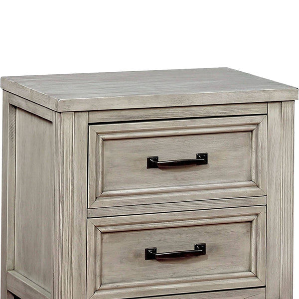 Transitional 2 Drawer Wooden Nightstand with Molded Trim,Antique white - BM203220