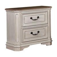 Transitional Wooden Nightstand with 2 Drawers and Bracket Legs, White - BM203252