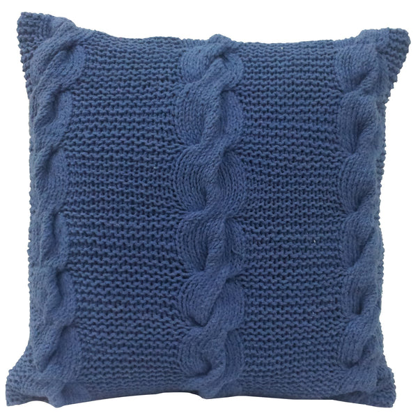 18 X 18 Inch Decorative Cable Knit Hand Woven Cotton Pillow