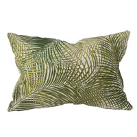 20 X 14 Inch Embroidered Pillow with Palm Leaf Design, White and Green - BM203504