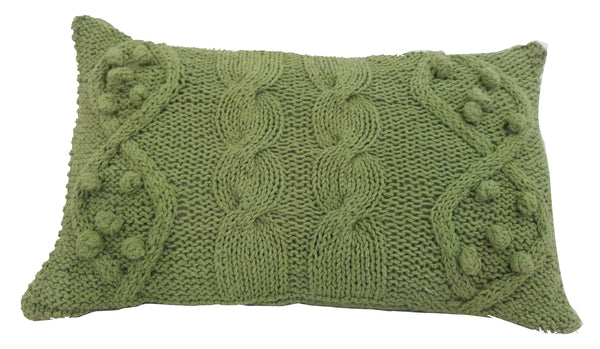 Cotton Cable Knit Pillow with Twisted Details