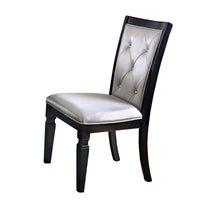 Wooden Side Chair with Leatherette Seating, Set of 2, Silver and Black - BM203978