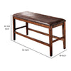 Wood and Faux leather Counter Height Bench with Nailhead Trims, Brown - BM204005