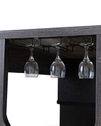 Transitional Style Wooden Bar Table with 3 Tier Side Shelves in Gray - BM204136