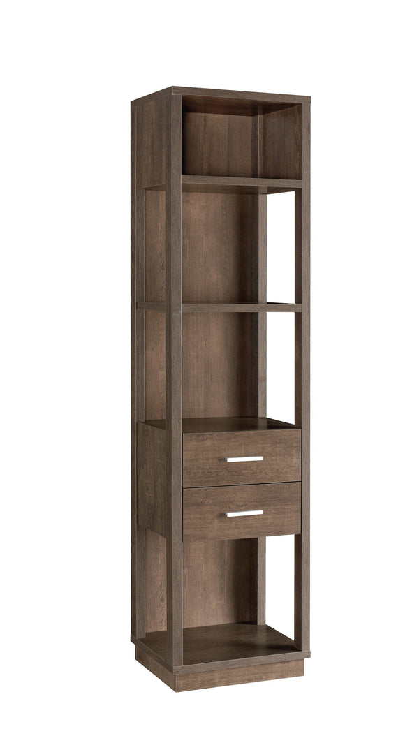 Transitional Wooden Pier with 4 Open Shelves and 2 Drawers in Brown - BM204138