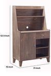 Wooden 1 Door Bakers Cabinet with 2 Top Shelves and 1 Drawer in Brown - BM204158