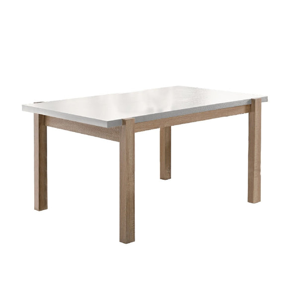 Rectangular Wooden Dining Table with Straight Legs in White and Brown - BM204162