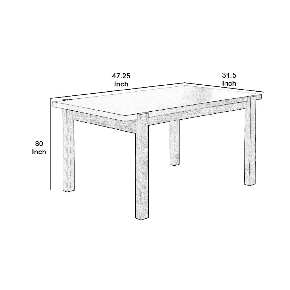 Rectangular Wooden Dining Table with Straight Legs in White and Brown - BM204162