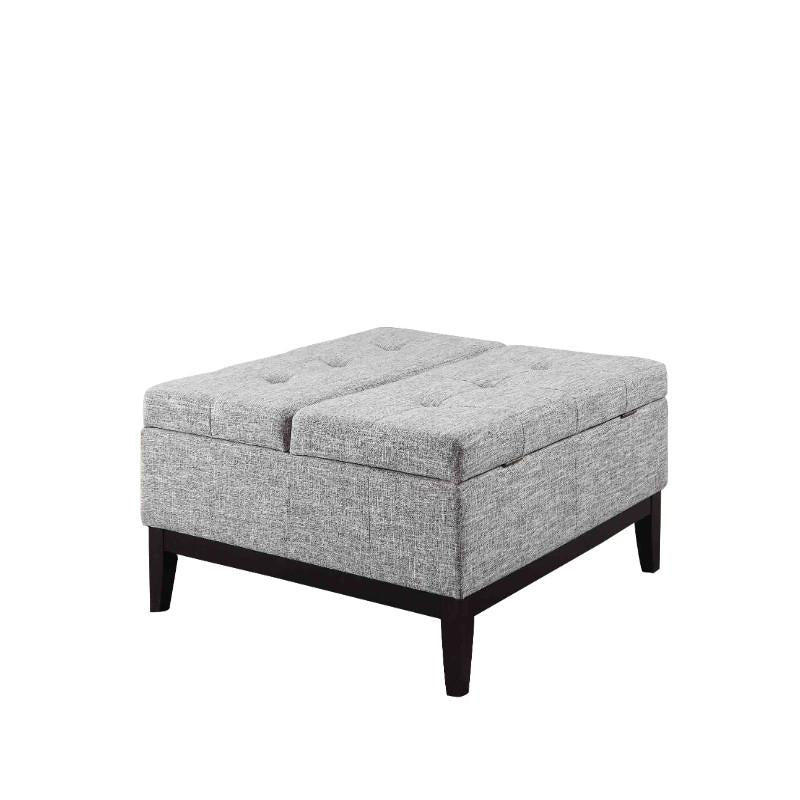 Fabric Upholstered Tufted Square Storage Coffee Table, Black and Gray - BM204200