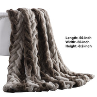 Eus Faux Fur Braided Reverse Flannel Throw The Urban Port, Brown and Gray - BM204276