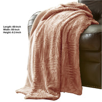 Treviso Faux Fur Throw with Fret Pattern, Pink - BM204289
