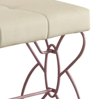 Metal Armless Bench with Butterfly Design, White and Purple - BM204310