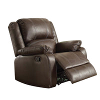 Leather Upholstered Metal Rocker Reclining Chair, Brown - BM204345