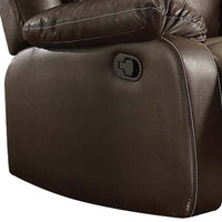 Leather Upholstered Metal Rocker Reclining Chair, Brown - BM204345