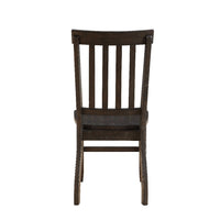 Wooden Dining Side Chairs with Slated Style Back, Set of Two, Brown - BM204355