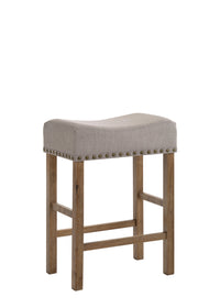 Fabric Upholstered Wooden Counter Height Stool,Set of 2,Brown and Gray - BM204368