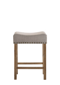 Fabric Upholstered Wooden Counter Height Stool,Set of 2,Brown and Gray - BM204368