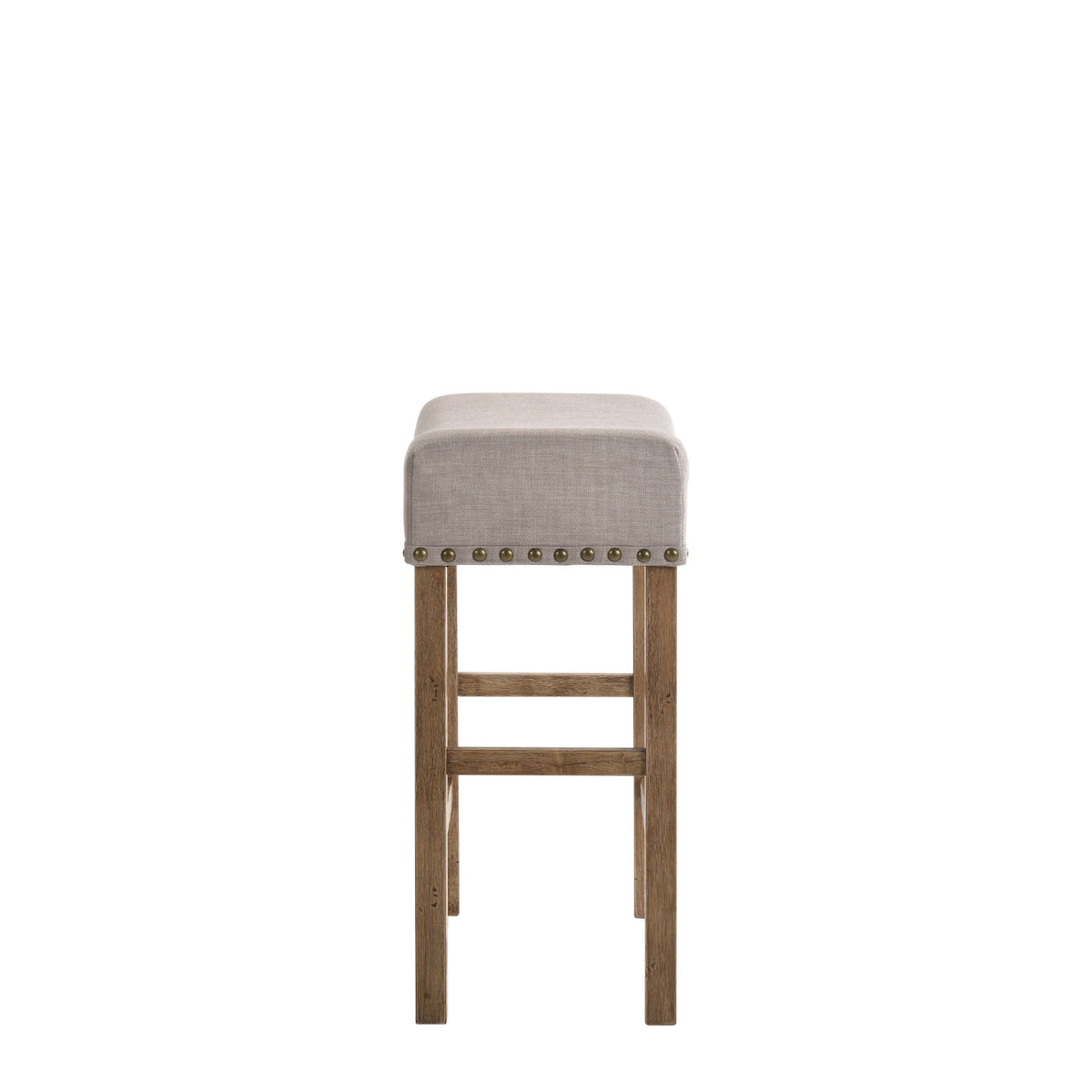 Fabric Upholstered Wooden Counter Height Stool,Set of 2,Brown and Gray - BM204368