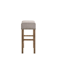 Fabric Upholstered Wooden Counter Height Stool,Set of 2,Brown and Gray - BM204368