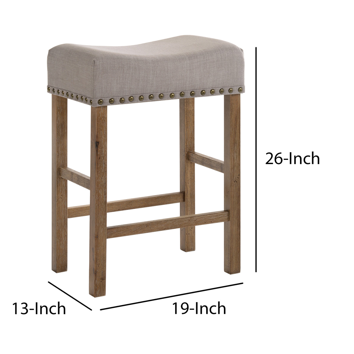 Fabric Upholstered Wooden Counter Height Stool,Set of 2,Brown and Gray - BM204368