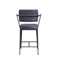 Fabric Upholstered Metal Counter Height Chair, Set of 2,Gray and Black - BM204488