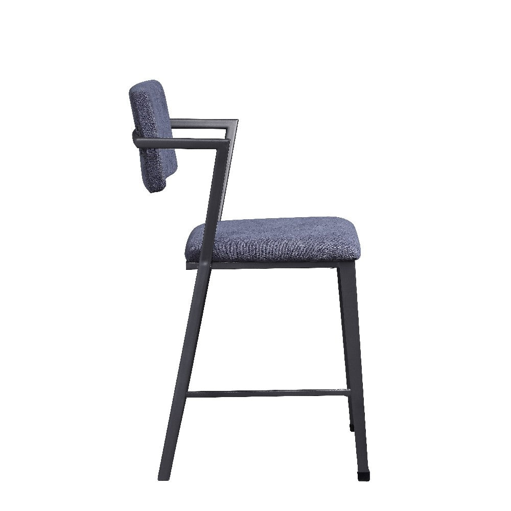 Fabric Upholstered Metal Counter Height Chair, Set of 2,Gray and Black - BM204488