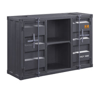 Industrial Metal Server with 2 Door Cabinet and 2 Open Shelves, Gray - BM204491