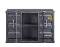 Industrial Metal Server with 2 Door Cabinet and 2 Open Shelves, Gray - BM204491