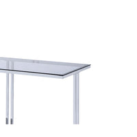 Glass Top Metal Sofa Table with Marble Bottom shelf, Silver and Clear - BM204499