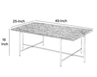 Marble Top Coffee Table with Trestle Base , Gray and Silver - BM204500