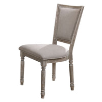 Wooden Chair with Fabric Upholstered Seating, Set of 2, Gray and Brown - BM204528