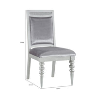 Crystal Inlaid Fabric Upholstered Wooden Side Chair, Set of 2, Silver - BM204530