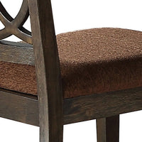 Wooden Side Chair with Cushioned Seat and Cut Out Back, Set of 2,Brown - BM204533