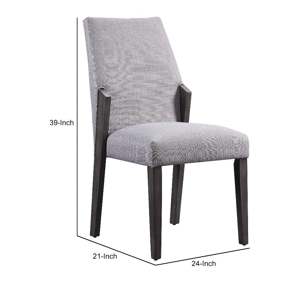 Wood and fabric Upholstered Dining Chairs, Set of 2, Gray and Black - BM204541