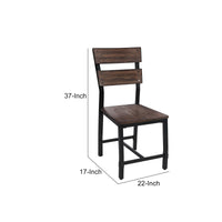 Wood and Metal Dining Side Chairs, Set of 2, Brown and Black - BM204546