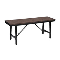 Industrial Wood and Metal Bench with Tube Leg Support, Brown and Black - BM204547