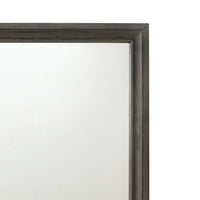 Transitional Style Wooden Decorative Mirror with Beveled Edges, Gray - BM204562