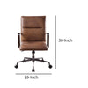 5 Star Base Faux Leather Upholstered Wooden Office Chair , Brown - BM204585