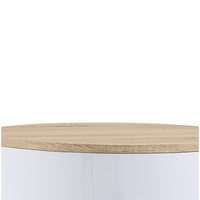1 Drawer Pyramidal Base Circular Wooden Night Table, White and Brown - BM204600