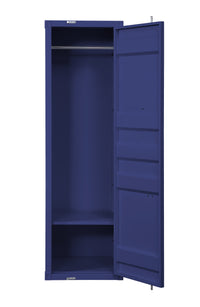 Industrial Style Metal Wardrobe with Recessed Door Front, Blue - BM204626