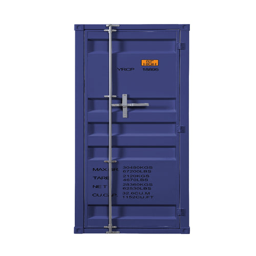 Industrial Style Metal Wardrobe with Recessed Door Front, Blue - BM204626