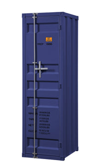 Industrial Style Metal Wardrobe with Recessed Door Front, Blue - BM204626