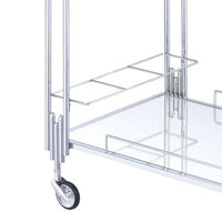 Metal and Mirror Rectangular Serving Cart with Open Shelf, Silver - BM204865