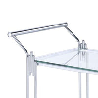 Metal and Mirror Rectangular Serving Cart with Open Shelf, Silver - BM204865