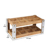 Rectangular Metal 8 Bottle Wooden Wine Rack, Brown and Silver - BM205137
