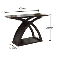 Sofa Table with X-Cross Base Support and Open Bottom Shelf, Brown - BM205365