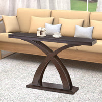 Sofa Table with X-Cross Base Support and Open Bottom Shelf, Brown - BM205365