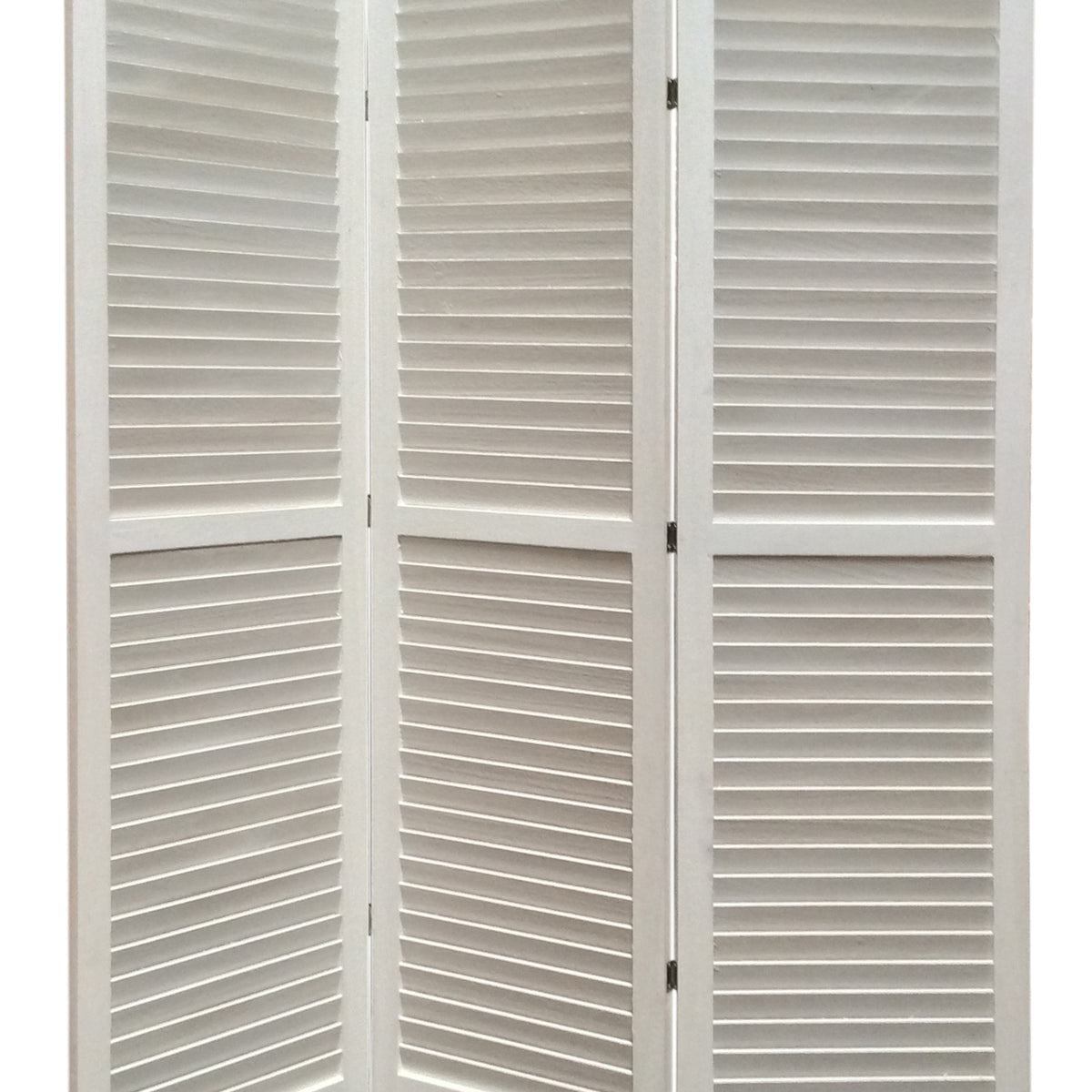 3 Panel Foldable Wooden Shutter Screen with Straight Legs, White - BM205398